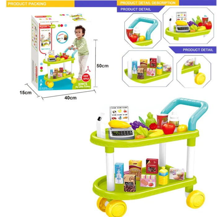 Pretend Fruit & Vegetable Kitchen Trolley Set