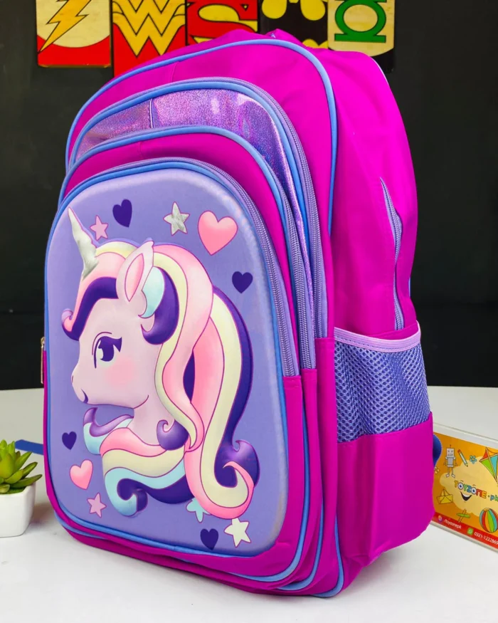 Unicorn Printed Purple School Bag For Kids - Image 2