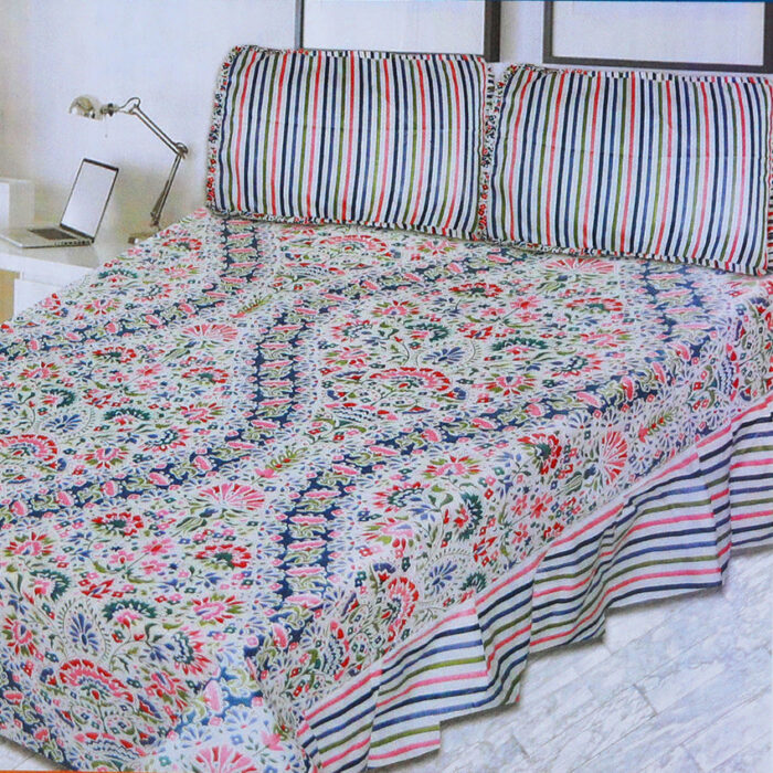 Double Printed Bedsheet - Multi Color